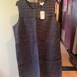 NWT J Jill Sleeveless Striped Shift Dress - Navy/Gray